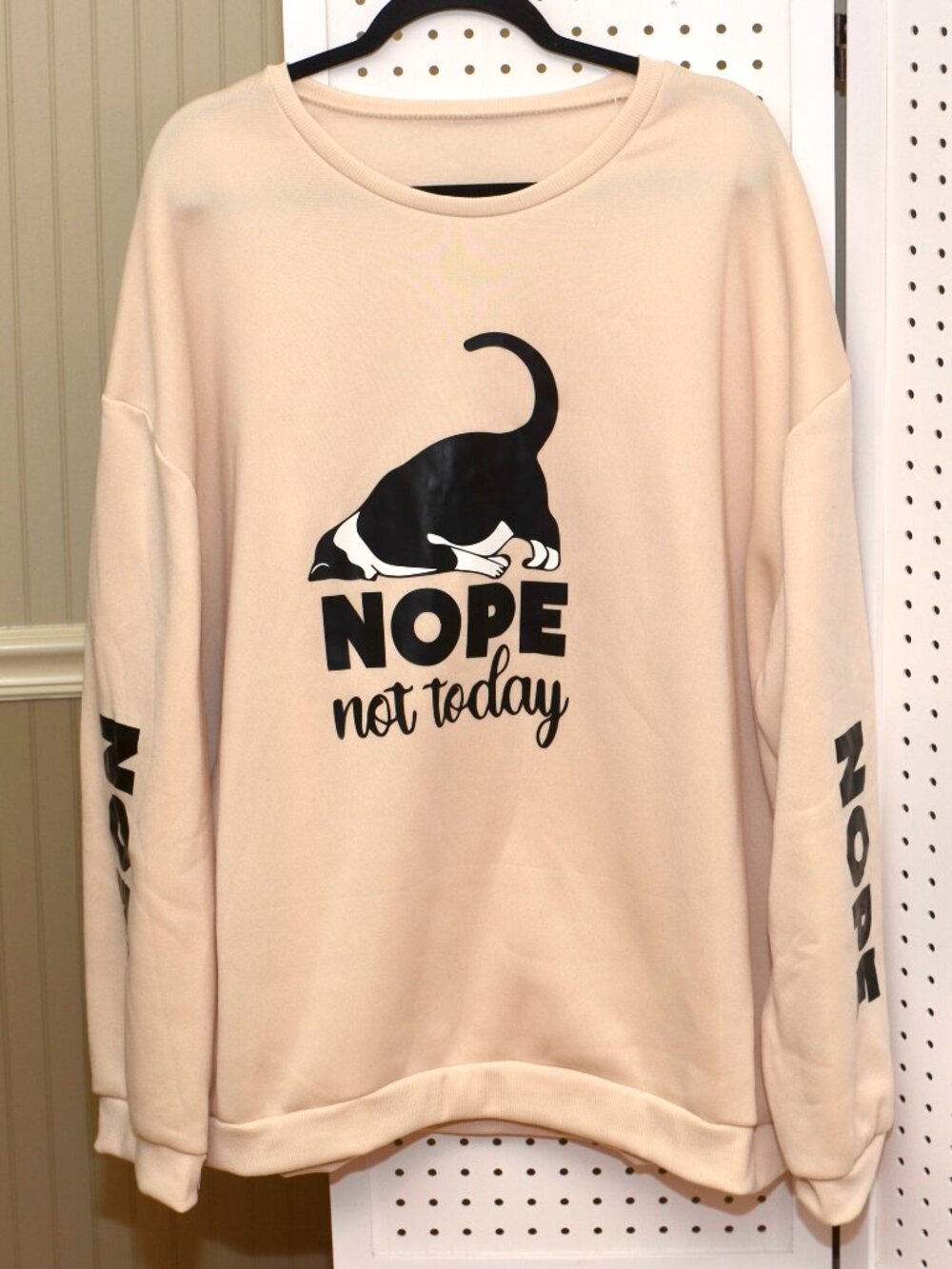 Plus Size 5XL Shein Apricot "Nope Not Today" Tuxedo Cat Graphic Sweatshirt